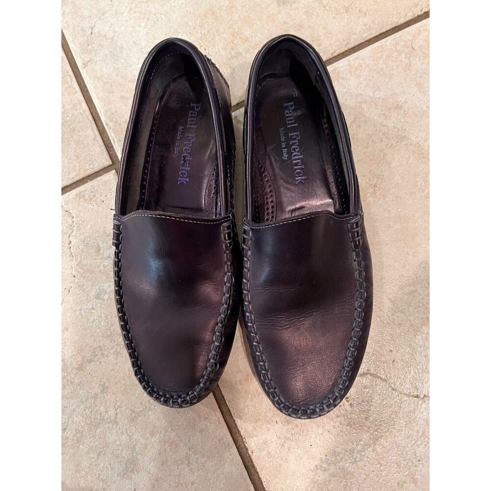 Paul Frederick Made In Italy Blue Leather Driving Loafers Size 8